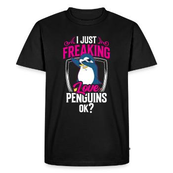 J’adore les pingouins juste ok pingouin animal mignon - T-shirt Premium bio Homme - noir - Devant - Nico (187cm)