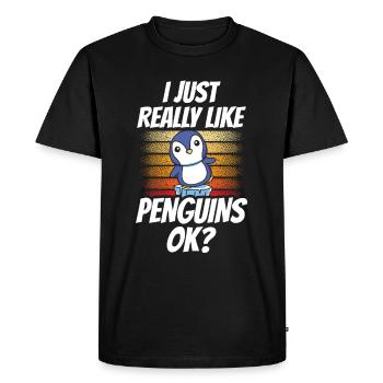 J’aime juste les pingouins beaucoup pingouin animal mignon - T-shirt Premium bio Homme - noir - Devant - Nico (187cm)