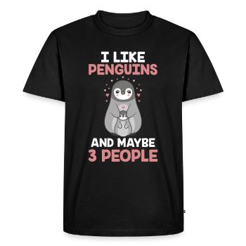 J’aime les pingouins et peut-être 3 personnes animaux - T-shirt Premium bio Homme - noir - Devant - Nico (187cm)