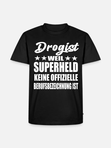 Drogist Superheld Spruch - Männer Premium Bio T-Shirt - Schwarz