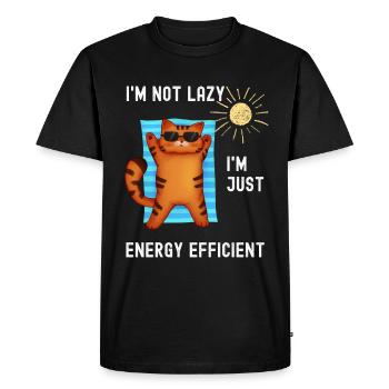 Not lazy, but energy-efficient - Men's Premium Organic T-Shirt - black - Front - Nico (187cm)