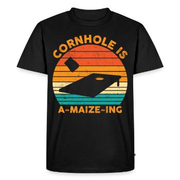 Funny Cornhole Corn Hole Retro - Men's Premium Organic T-Shirt - black - Front - Nico (187cm)