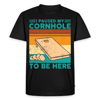 Funny Cornhole Corn Hole - Men's Premium Organic T-Shirt - black - Front - Nico (187cm)