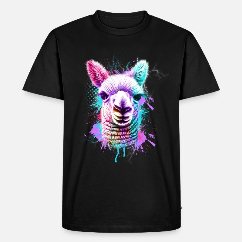 Alpaka - Männer Premium Bio T-Shirt - Schwarz