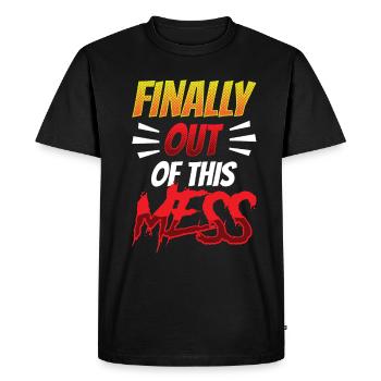 Enfin sortis du mess les retraités - T-shirt Premium bio Homme - noir - Devant - Nico (187cm)