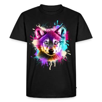 Petit Loup Coloré - T-shirt Premium bio Homme - noir - Devant - Nico (187cm)