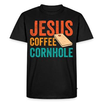 Cornhole Corn Hole Retro - Men's Premium Organic T-Shirt - black - Front - Nico (187cm)