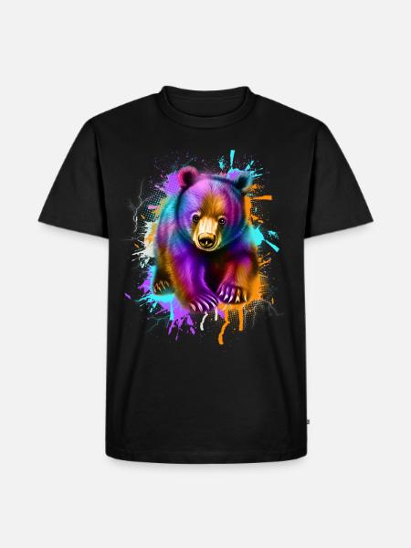 Kleiner Bär Bunt - Männer Premium Bio T-Shirt - Schwarz