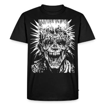 Horror Fan Skull with Mohawk Crazy Punkrocker Pun - Men's Premium Organic T-Shirt - black - Front - Nico (187cm)