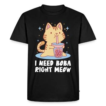 I Need Boba Right Meow Bubble Tea Boba Tea - Men's Premium Organic T-Shirt - black - Front - Nico (187cm)