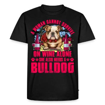 Une femme ne peut pas survivre avec du vin seule, elle a aussi besoin - T-shirt Premium bio Homme - noir - Devant - Nico (187cm)