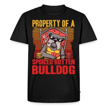 Propriété d’un bouledogue pourri gâté - T-shirt Premium bio Homme - noir - Devant - Nico (187cm)