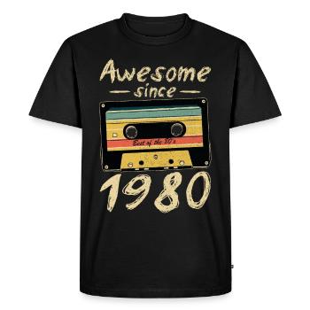 1980 Anniversaire 1980 Né Cadeau d’anniversaire - T-shirt Premium bio Homme - noir - Devant - Nico (187cm)