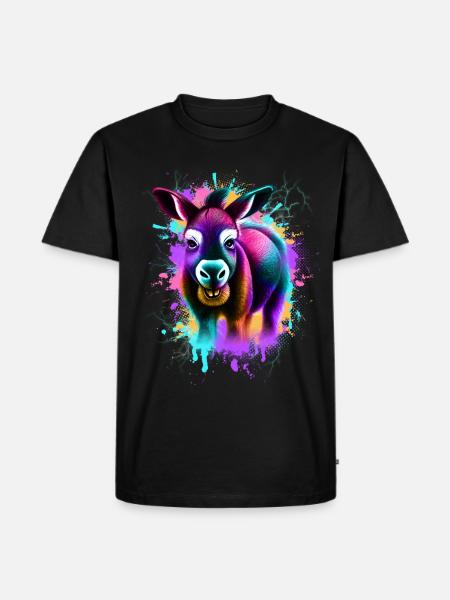 Esel Bunt - Männer Premium Bio T-Shirt - Schwarz