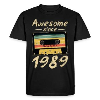 1989 Anniversaire 1989 Né Cadeau d’anniversaire - T-shirt Premium bio Homme - noir - Devant - Nico (187cm)