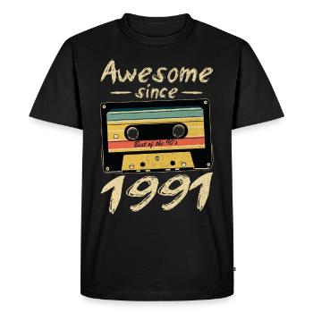 1991 Anniversaire 1991 Né Cadeau d’anniversaire - T-shirt Premium bio Homme - noir - Devant - Nico (187cm)
