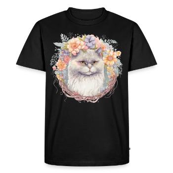 Mignon Persian Cat Fleur Crown Cats Chaton de compagnie - T-shirt Premium bio Homme - noir - Devant - Nico (187cm)