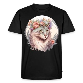 Cute Ragamuffin Cat Flower Crown Cats Pet Kitten - Men's Premium Organic T-Shirt - black - Front - Nico (187cm)