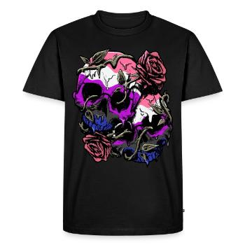 Genre Fluid Fierté Drapeau Crâne Roses Subtil LGB - T-shirt Premium bio Homme - noir - Devant - Nico (187cm)