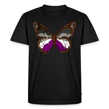 Asexual Pride Ace Flag Butterfly Subtil LG - T-shirt Premium bio Homme - noir - Devant - Nico (187cm)