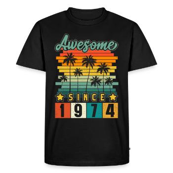 1974 Anniversaire Naissance Année de naissance Millésime - T-shirt Premium bio Homme - noir - Devant - Nico (187cm)