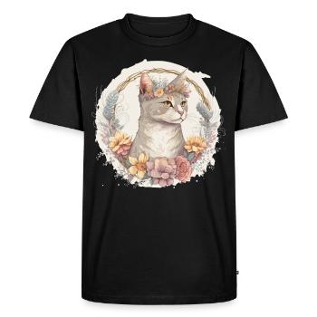 Mignon Manx Cat Fleur Crown Cats Chaton de compagnie - T-shirt Premium bio Homme - noir - Devant - Nico (187cm)