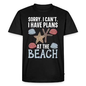 Fewer people, more shell-collecting beach combs St - Men's Premium Organic T-Shirt - black - Front - Nico (187cm)