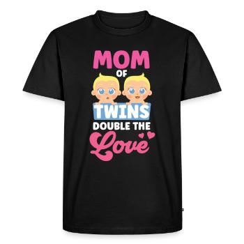 Mère de jumeaux Double Love Twin - T-shirt Premium bio Homme - noir - Devant - Nico (187cm)