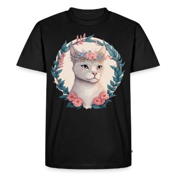Cute Burmilla Cat Flower Crown Cats Pet Kitten - Men's Premium Organic T-Shirt - black - Front - Nico (187cm)