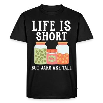 Life is short, but the glasses are big Live - Men's Premium Organic T-Shirt - black - Front - Nico (187cm)