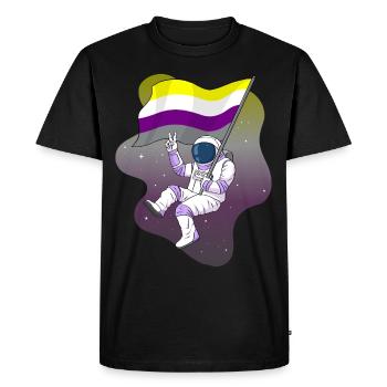 Non Binary Pride Flag Space Astronaut Subtle LGB - Men's Premium Organic T-Shirt - black - Front - Nico (187cm)