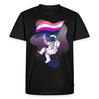 Genre Fluid Pride Flag Space Astronaut Subtil - T-shirt Premium bio Homme - noir - Devant - Nico (187cm)