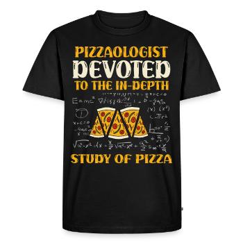 Pizzaologist Italian Food Cakes Cheese Pizza - Men's Premium Organic T-Shirt - black - Front - Nico (187cm)