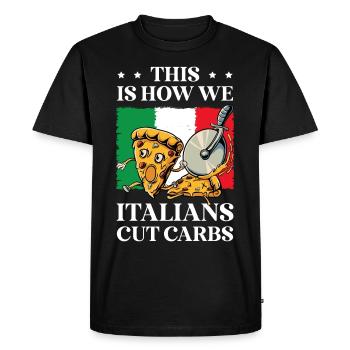 Pizza Eater Italian Food Cakes Cheese Pizza - Men's Premium Organic T-Shirt - black - Front - Nico (187cm)