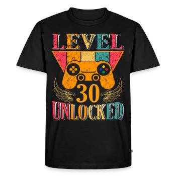 Player Level 30 Anniversary Player 30 Years - Men's Premium Organic T-Shirt - black - Front - Nico (187cm)