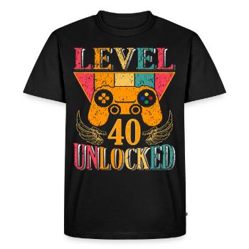 Player Level 40 Anniversary Player 40 Years - Men's Premium Organic T-Shirt - black - Front - Nico (187cm)