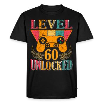 Niveau 60 Débloqué Birthday Player 60 - T-shirt Premium bio Homme - noir - Devant - Nico (187cm)
