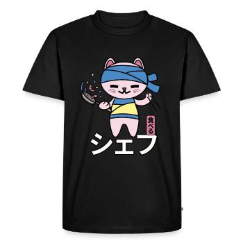 Kawaii Chef Cat Japan - Men's Premium Organic T-Shirt - black - Front - Nico (187cm)