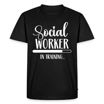 Travailleur social stagiaire en formation - T-shirt Premium bio Homme - noir - Devant - Nico (187cm)