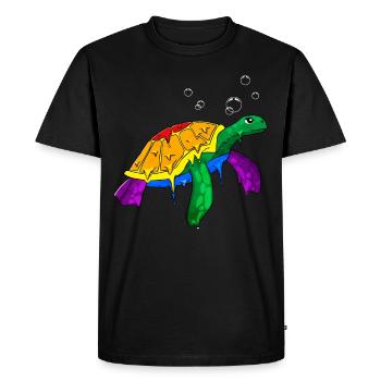 Gay Pride Rainbow Flag Sea Turtle - T-shirt Premium bio Homme - noir - Devant - Nico (187cm)
