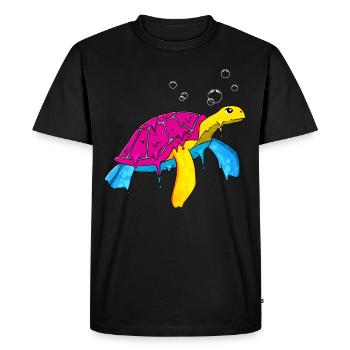 Pansexual Pride Pan Flag Sea Turtle Subt - T-shirt Premium bio Homme - noir - Devant - Nico (187cm)