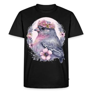 Cute Finch Bird Flower Crown Pet Birds - Men's Premium Organic T-Shirt - black - Front - Nico (187cm)