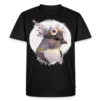 Cute Finch Bird Flower Crown Pet Birds - Men's Premium Organic T-Shirt - black - Front - Nico (187cm)