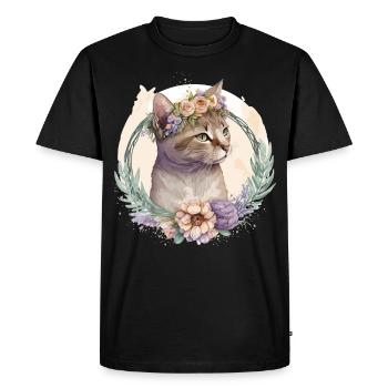 Cute American Shorthair Cat Flower Crown Cats Pet - Men's Premium Organic T-Shirt - black - Front - Nico (187cm)