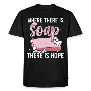 Where there is soap, there is hope soap making. - Men's Premium Organic T-Shirt - black - Front - Nico (187cm)