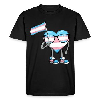 Transgender Pride Trans Drapeau Coeur Sublte LGBTQ - T-shirt Premium bio Homme - noir - Devant - Nico (187cm)