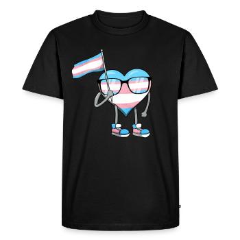 Transgender Pride Trans Drapeau Coeur Sublte LGBTQ - T-shirt Premium bio Homme - noir - Devant - Nico (187cm)