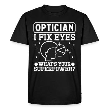 Opticien Fix Yeux Optométrie Ophtalmologiste - T-shirt Premium bio Homme - noir - Devant - Nico (187cm)