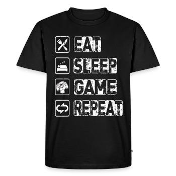 Eat Sleep Game Repeat - Men's Premium Organic T-Shirt - black - Front - Nico (187cm)