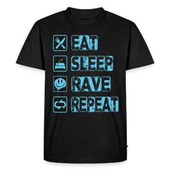 Eat Sleep Rave Repeat - Männer Premium Bio T-Shirt - Schwarz - Vorne - Nico (187cm)